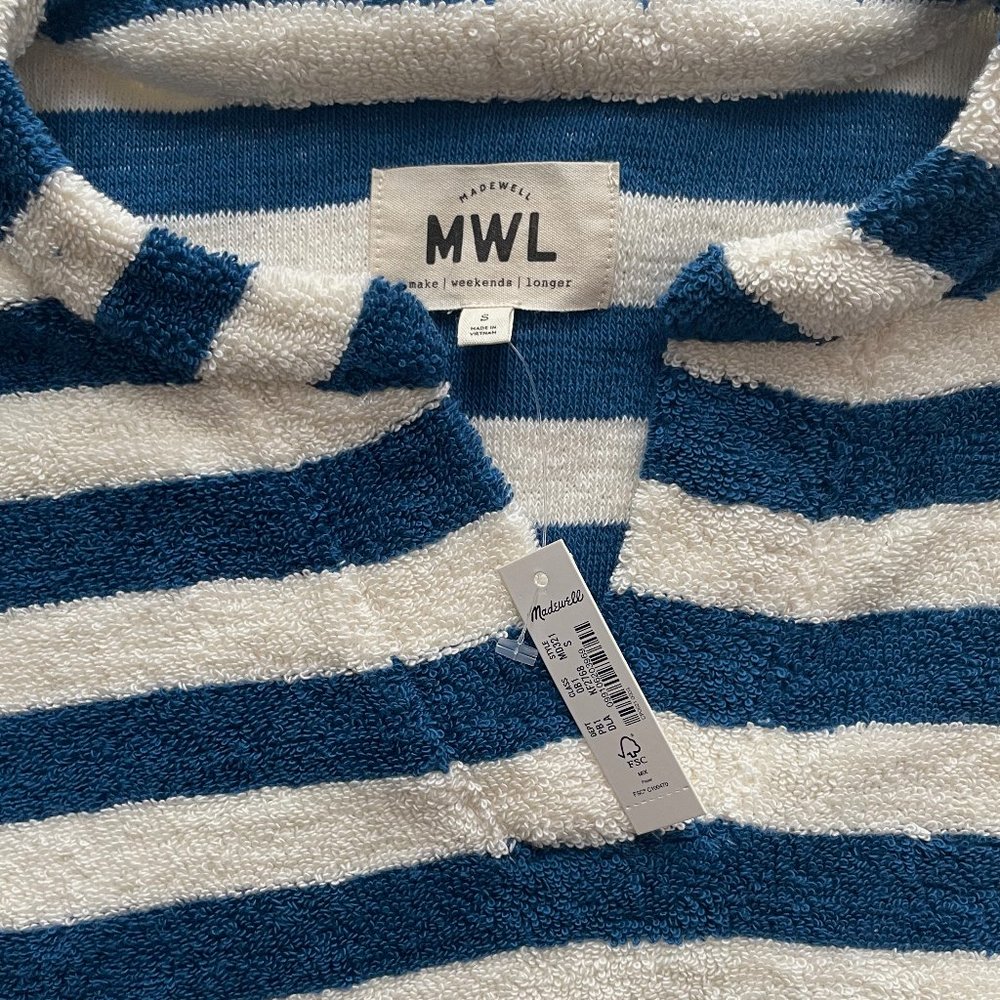 NWT Madewell (MWL) Loop Terry Notched Striped Sweatshirt (Size S)